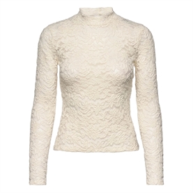 Rosemunde RWDelicia Lace LS Turtleneck T-shirt, Ivory 